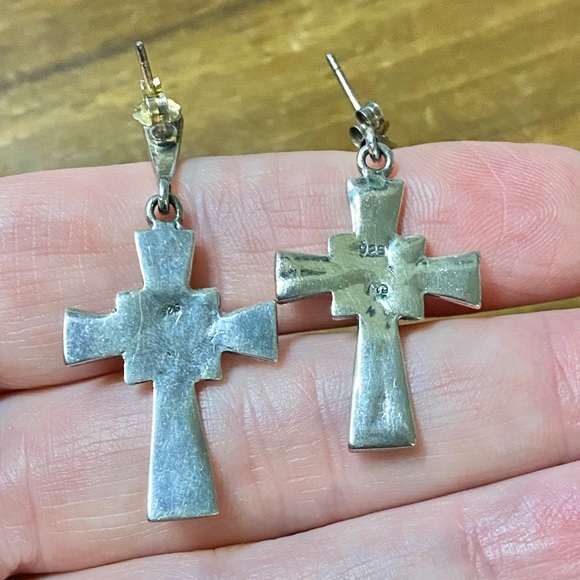 Vintage Marcasite Filigree Cross Pendant and Earrings Set - Picture 9 of 9